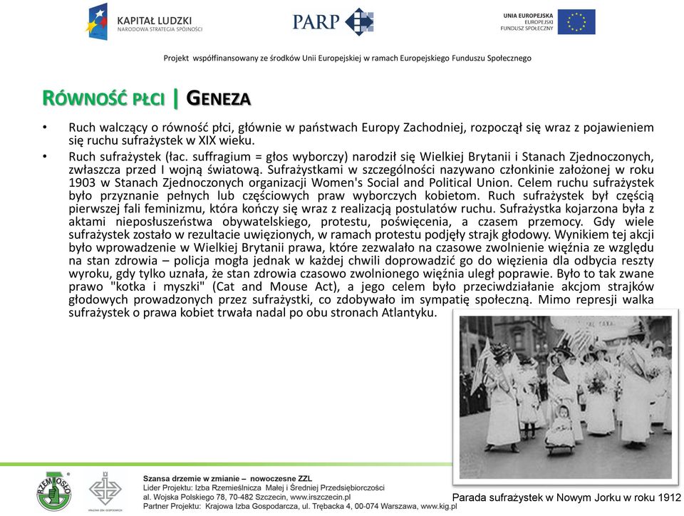 Sufrażystkami w szczególności nazywano członkinie założonej w roku 1903 w Stanach Zjednoczonych organizacji Women's Social and Political Union.