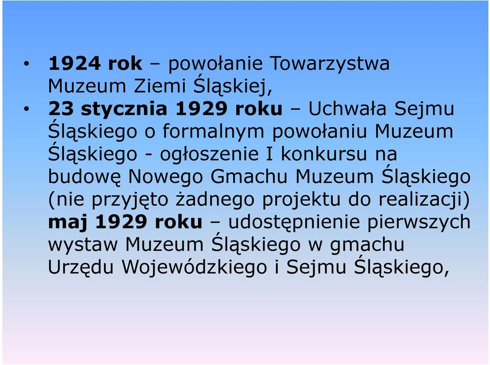 Gmachu Muzeum Śląskiego (nie przyjęto żadnego projektu do realizacji) maj 1929 roku