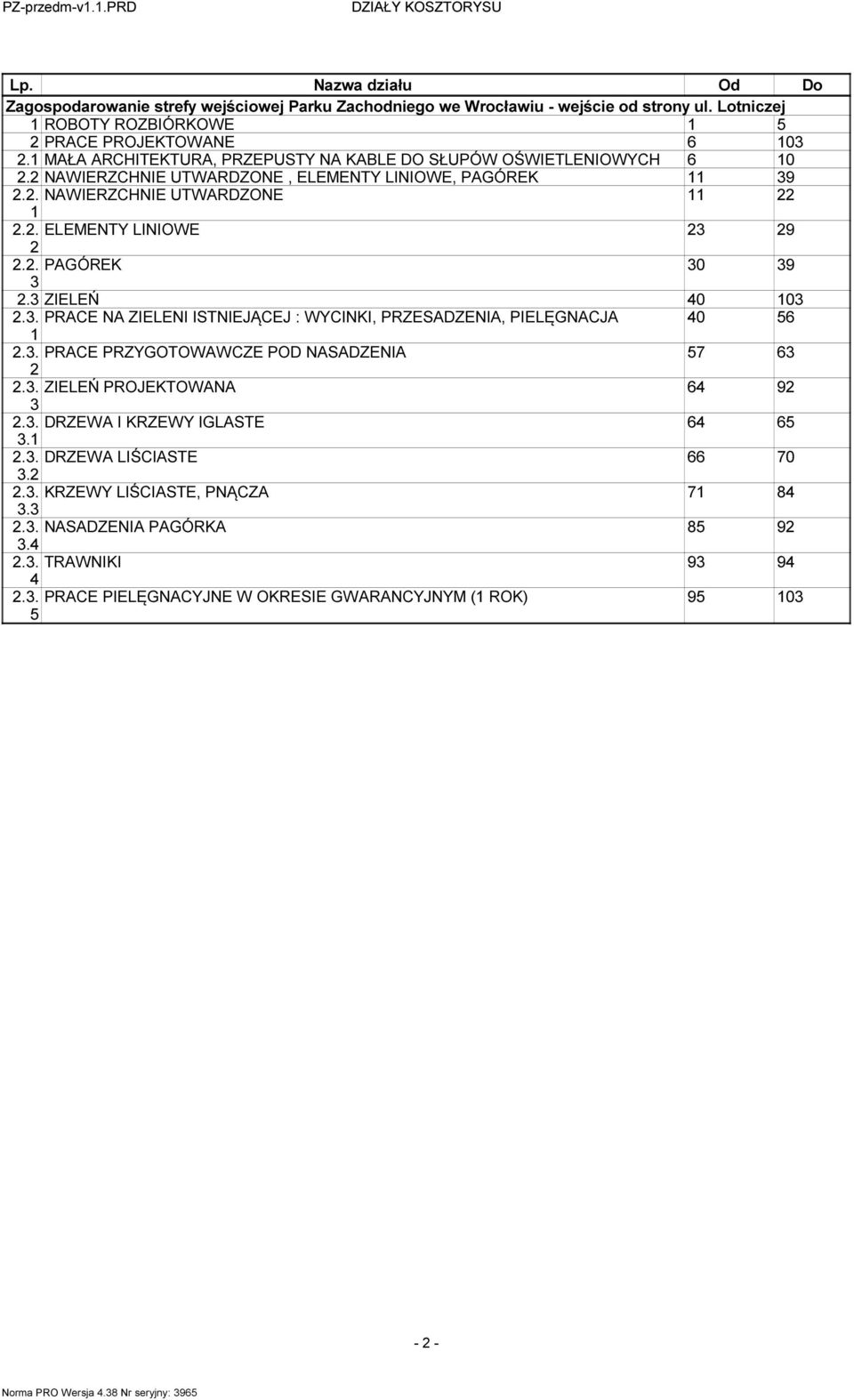 PAGÓREK 0 9 ZIELEŃ 0 0 PRACE NA ZIELENI ISTNIEJĄCEJ : WYCINKI, PRZESADZENIA, PIELĘGNACJA 0 56 PRACE PRZYGOTOWAWCZE POD NASADZENIA 57 6 ZIELEŃ PROJEKTOWANA 6 9 DRZEWA I KRZEWY IGLASTE