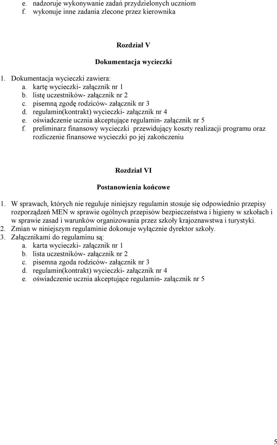 oświadczenie ucznia akceptujące regulamin- załącznik nr 5 f.