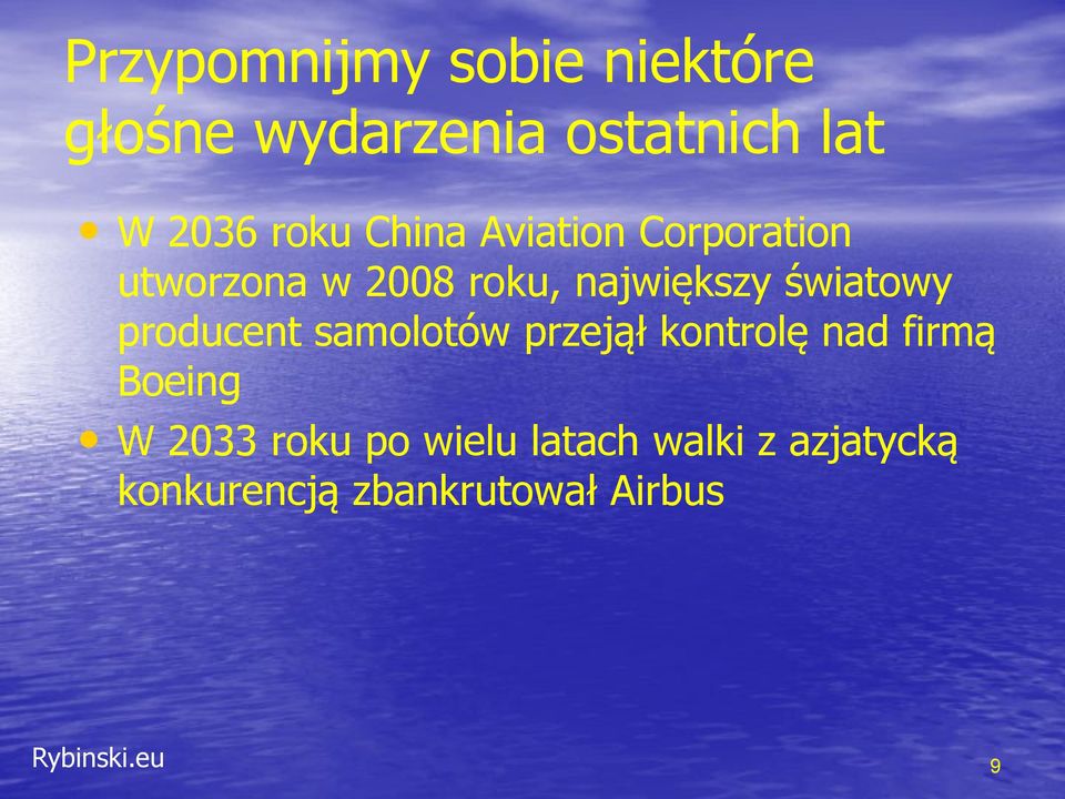 światowy producent samolotów przejął kontrolę nad firmą Boeing W
