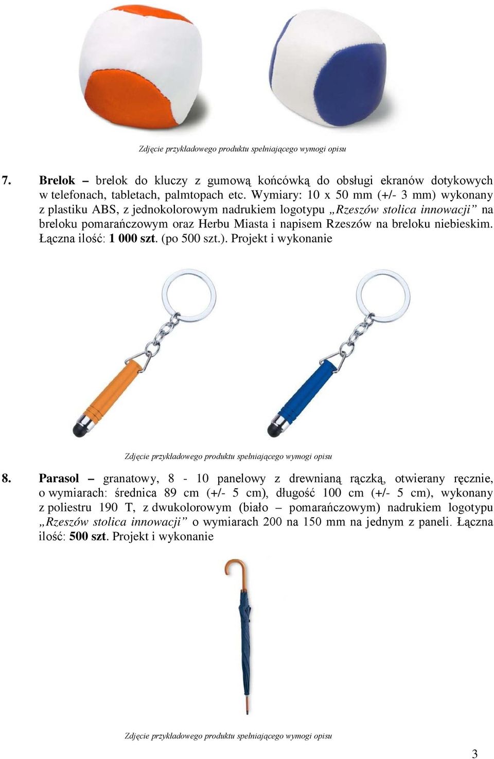 na breloku niebieskim. Łączna ilość: 1 000 szt. (po 500 szt.). Projekt i wykonanie 8.