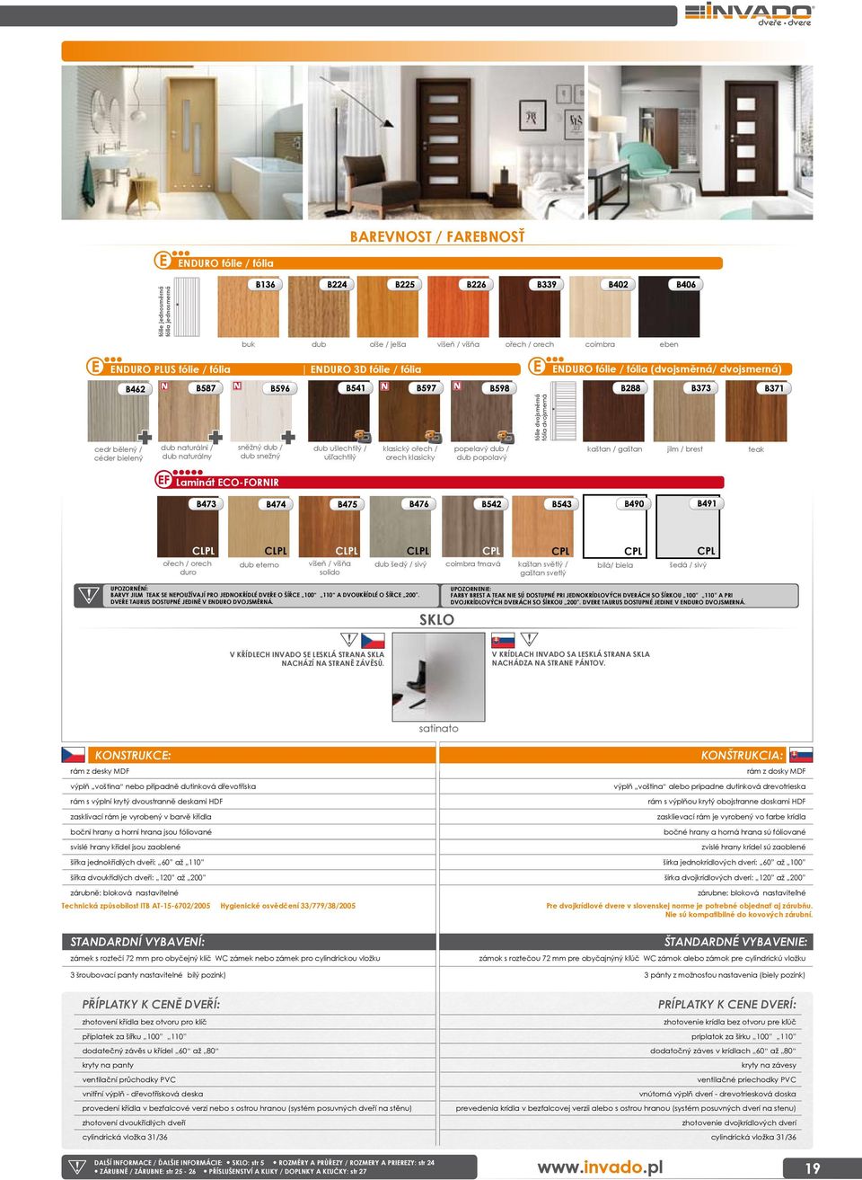 orech klasicky popelavý dub / dub popolavý kaštan / gaštan jilm / brest teak Laminát ECO-FORNIR ořech / orech duro dub eterno višeň / višňa solido dub šedý / sivý coimbra tmavá kaštan světlý / gaštan