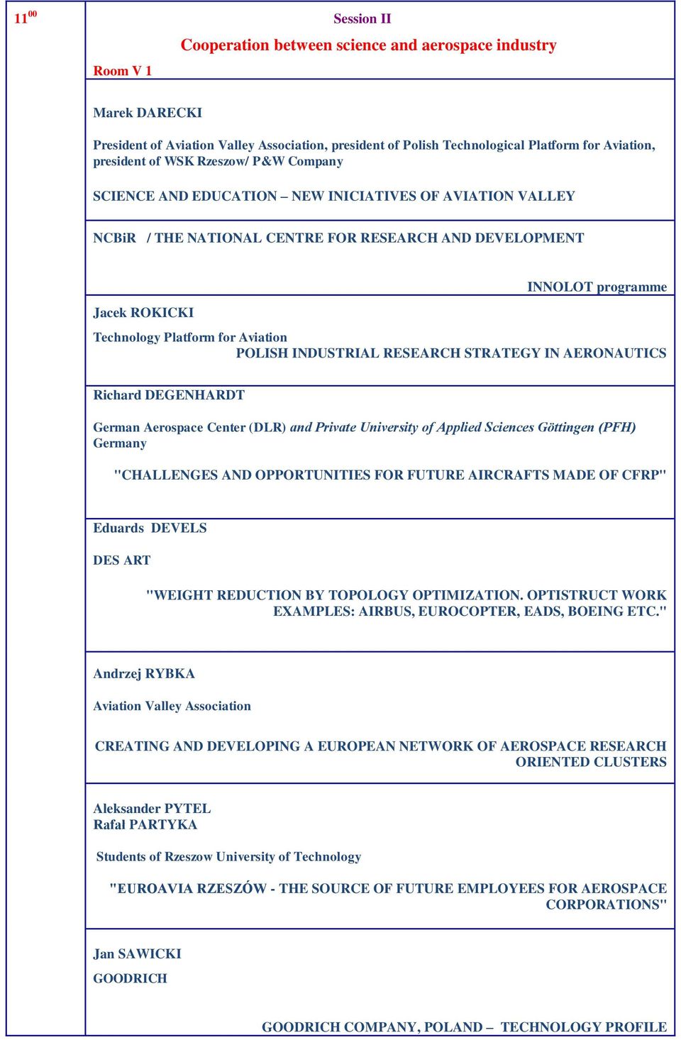 Aviation POLISH INDUSTRIAL RESEARCH STRATEGY IN AERONAUTICS Richard DEGENHARDT German Aerospace Center (DLR) and Private University of Applied Sciences Göttingen (PFH) Germany "CHALLENGES AND
