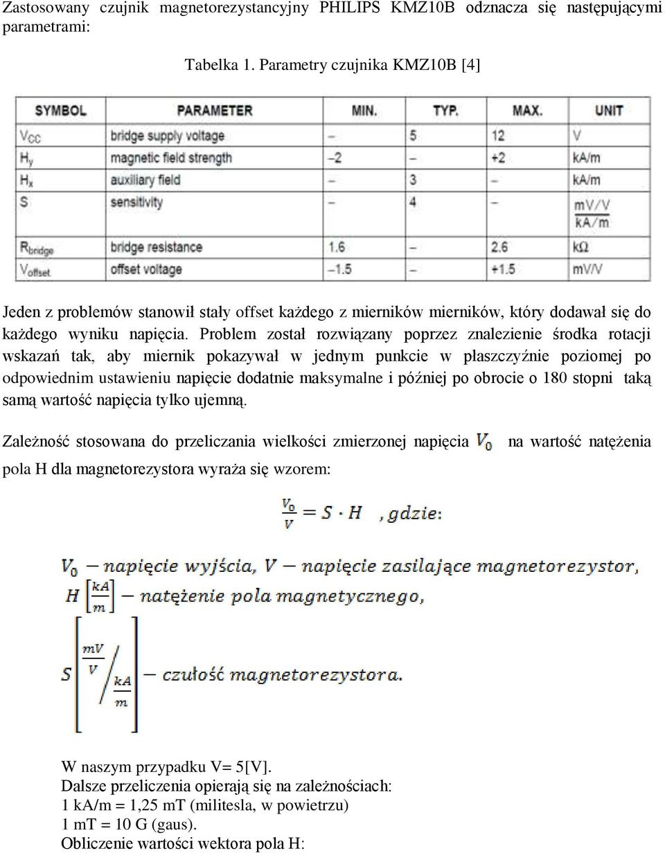 Problem został rozwiązany poprzez znalezienie środka rotacji wskazań tak, aby miernik pokazywał w jednym punkcie w płaszczyźnie poziomej po odpowiednim ustawieniu napięcie dodatnie maksymalne i