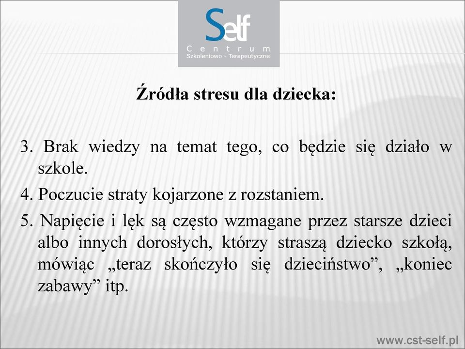 Poczucie straty kojarzone z rozstaniem. 5.