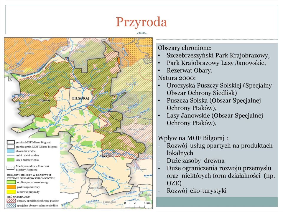 Ptaków), Lasy Janowskie (Obszar Specjalnej Ochrony Ptaków), Wpływ na MOFBiłgoraj : - Rozwój usług opartych na produktach