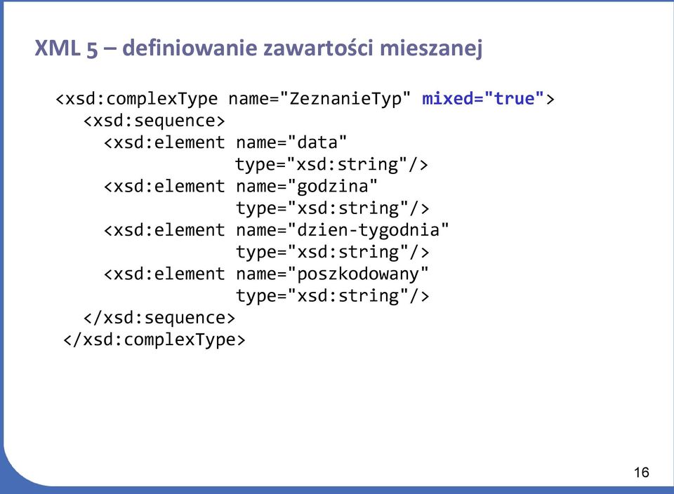 <xsd:element name="godzina" type="xsd:string"/> <xsd:element name="dzien-tygodnia"