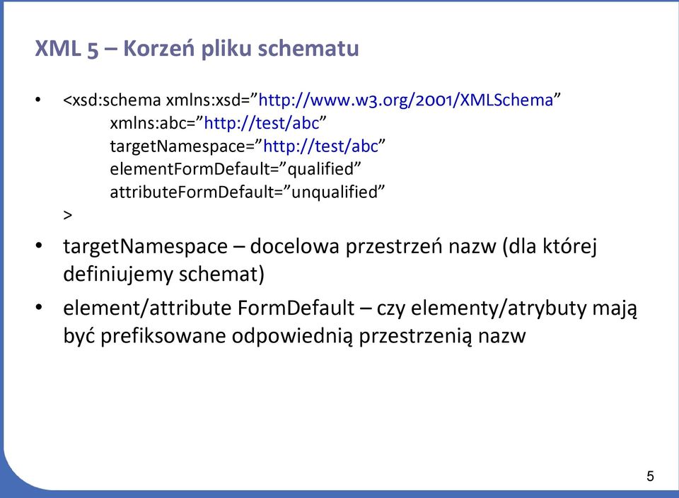 elementformdefault= qualified attributeformdefault= unqualified > targetnamespace docelowa