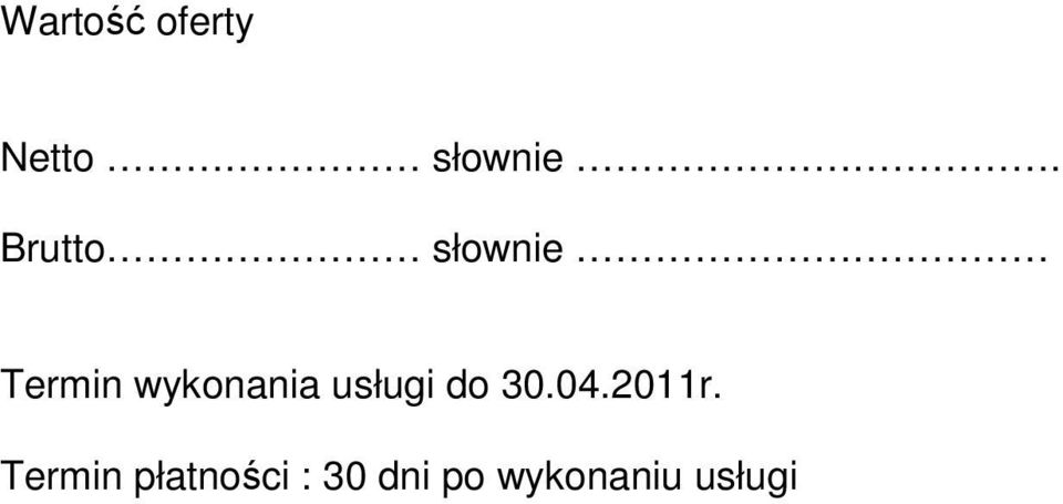 usługi do 30.04.2011r.