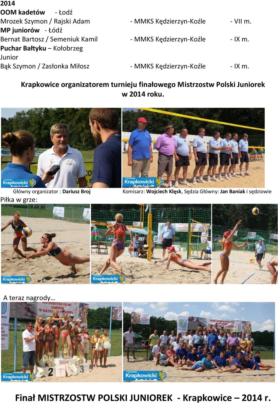 Puchar Bałtyku Kołobrzeg Junior Bąk Szymon / Zasłonka Miłosz - MMKS Kędzierzyn-Koźle - IX m.