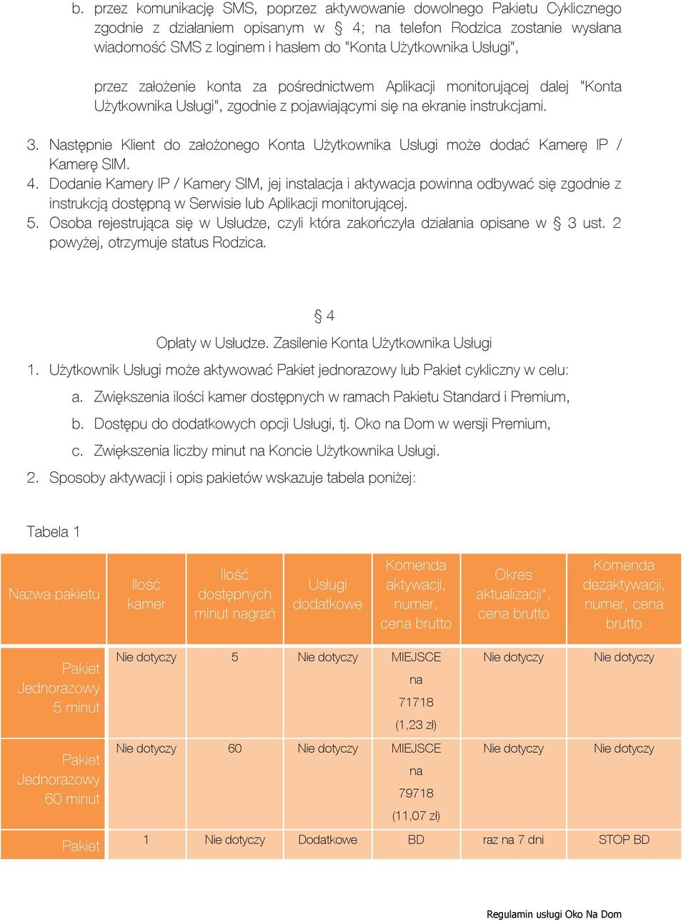 Następnie Klient do założonego Konta Użytkownika Usługi może dodać Kamerę IP / Kamerę SIM. 4.