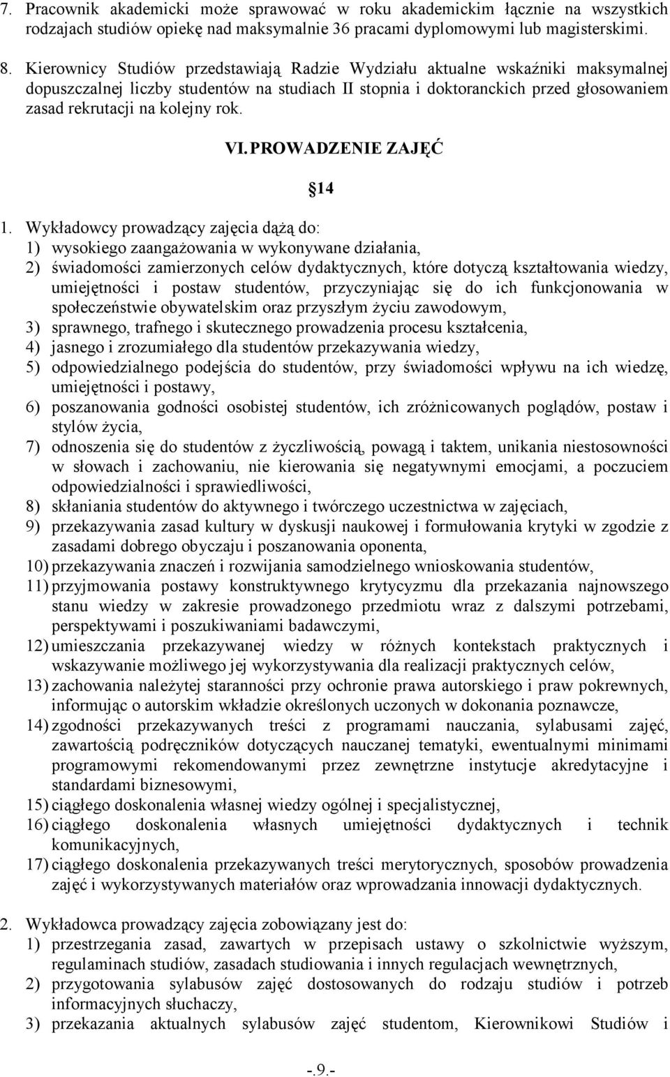 VI. PROWADZENIE ZAJĘĆ 14 1.