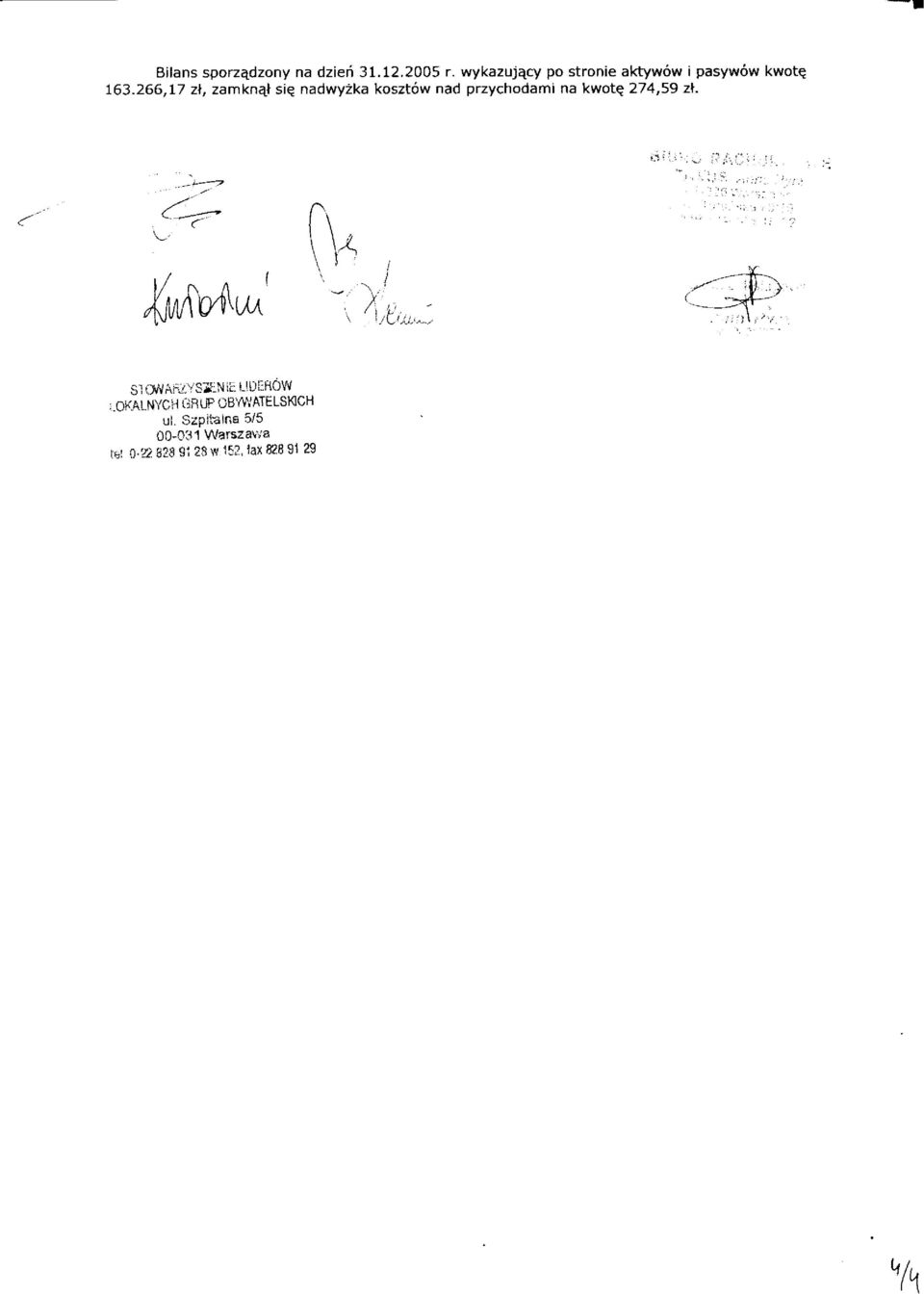 266,17 zl, zamkn4l sie nadwyzka kosztow nad przychodami na kwotq 274,59 zll/r.