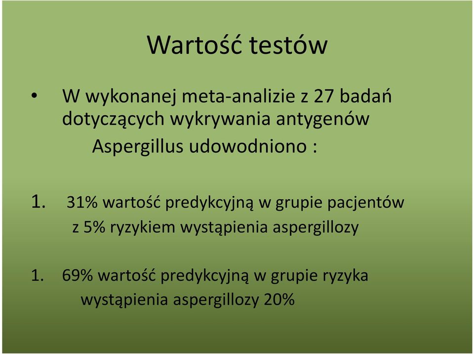 31% wartość predykcyjną w grupie pacjentów z 5% ryzykiem