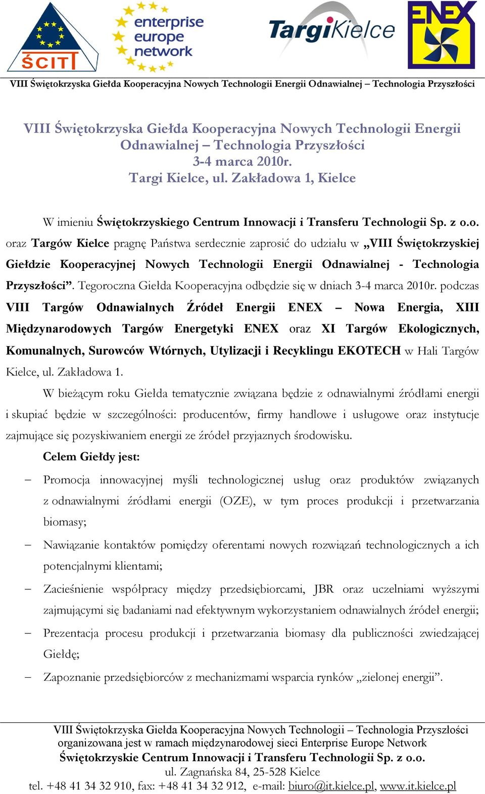 Tegoroczna Giełda Kooperacyjna odbędzie się w dniach 3-4 marca 2010r.