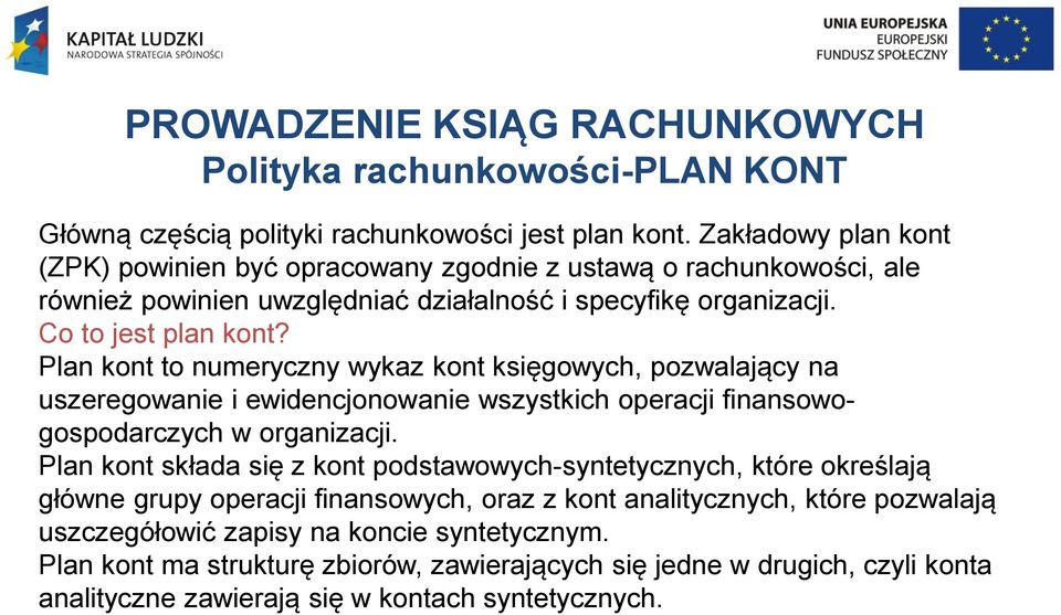 Plan kont to numeryczny wykaz kont księgowych, pozwalający na uszeregowanie i ewidencjonowanie wszystkich operacji finansowogospodarczych w organizacji.