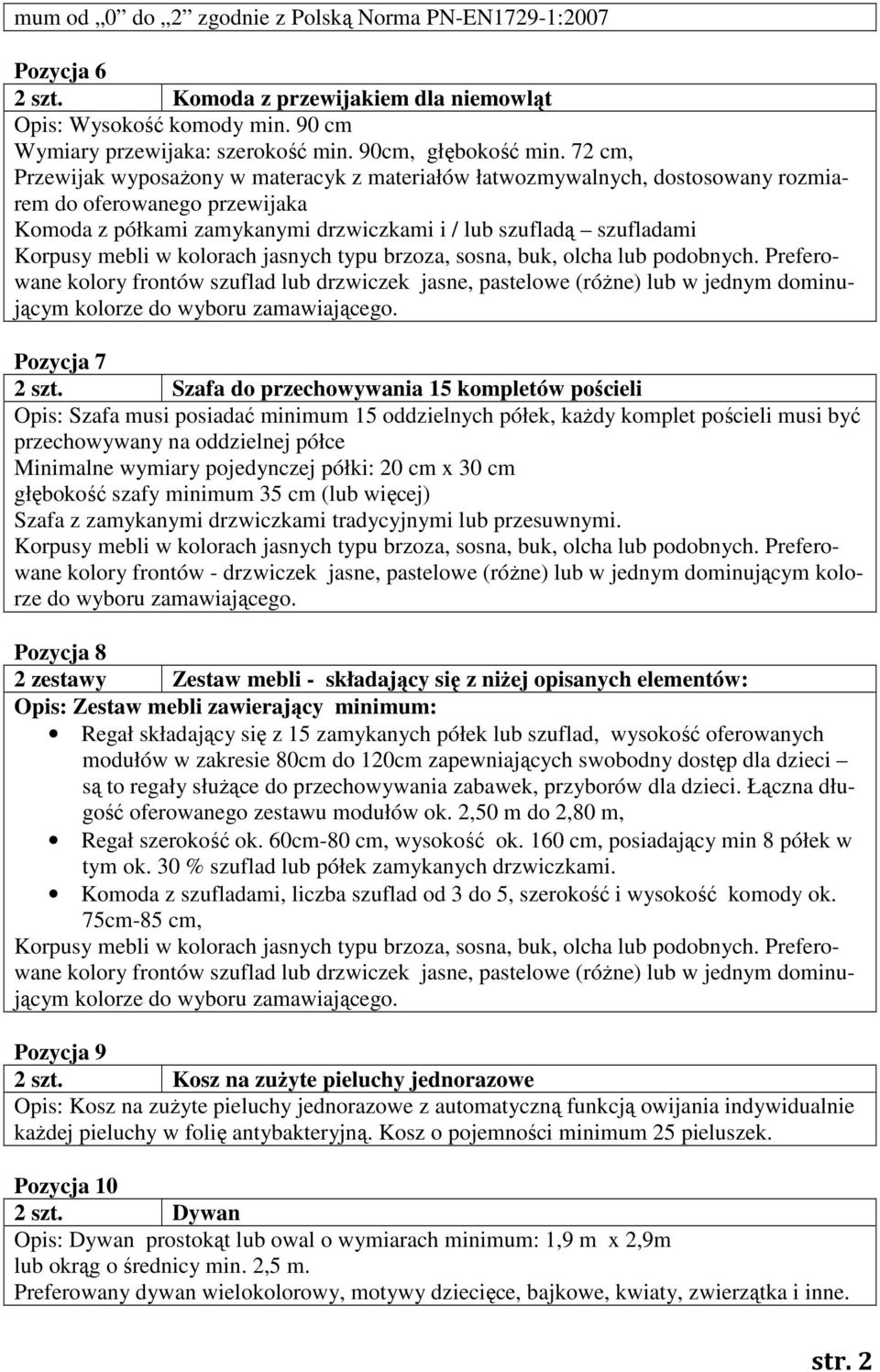 frontów szuflad lub drzwiczek jasne, pastelowe (różne) lub w jednym dominującym kolorze do wyboru zamawiającego. Pozycja 7 2 szt.