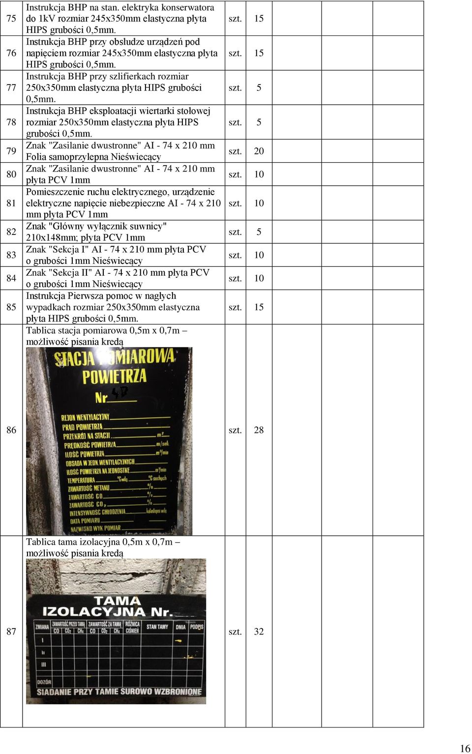 Instrukcja BHP eksploatacji wiertarki stołowej rozmiar 250x350mm elastyczna płyta HIPS grubości 0,5mm.