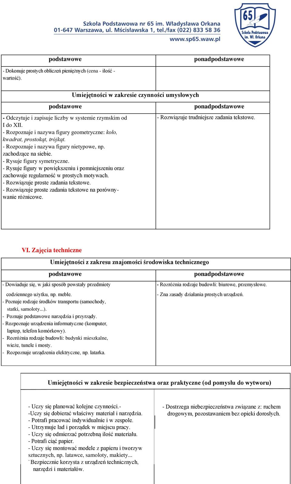 - Rysuje figury w powiększeniu i pomniejszeniu oraz zachowuje regularność w prostych motywach. - Rozwiązuje proste zadania tekstowe. - Rozwiązuje proste zadania tekstowe na porównywanie różnicowe.