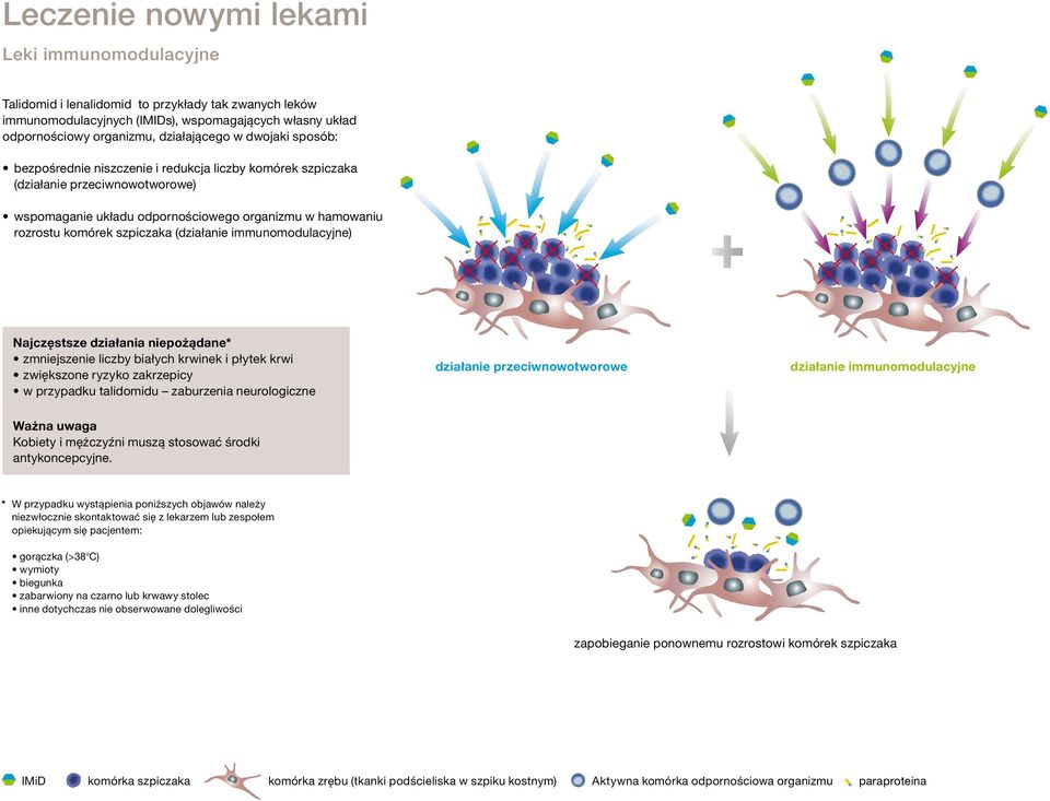 (działanie immunomodulacyjne) Najczęstsze działania niepożądane* zmniejszenie liczby białych krwinek i płytek krwi zwiększone ryzyko zakrzepicy w przypadku talidomidu zaburzenia neurologiczne