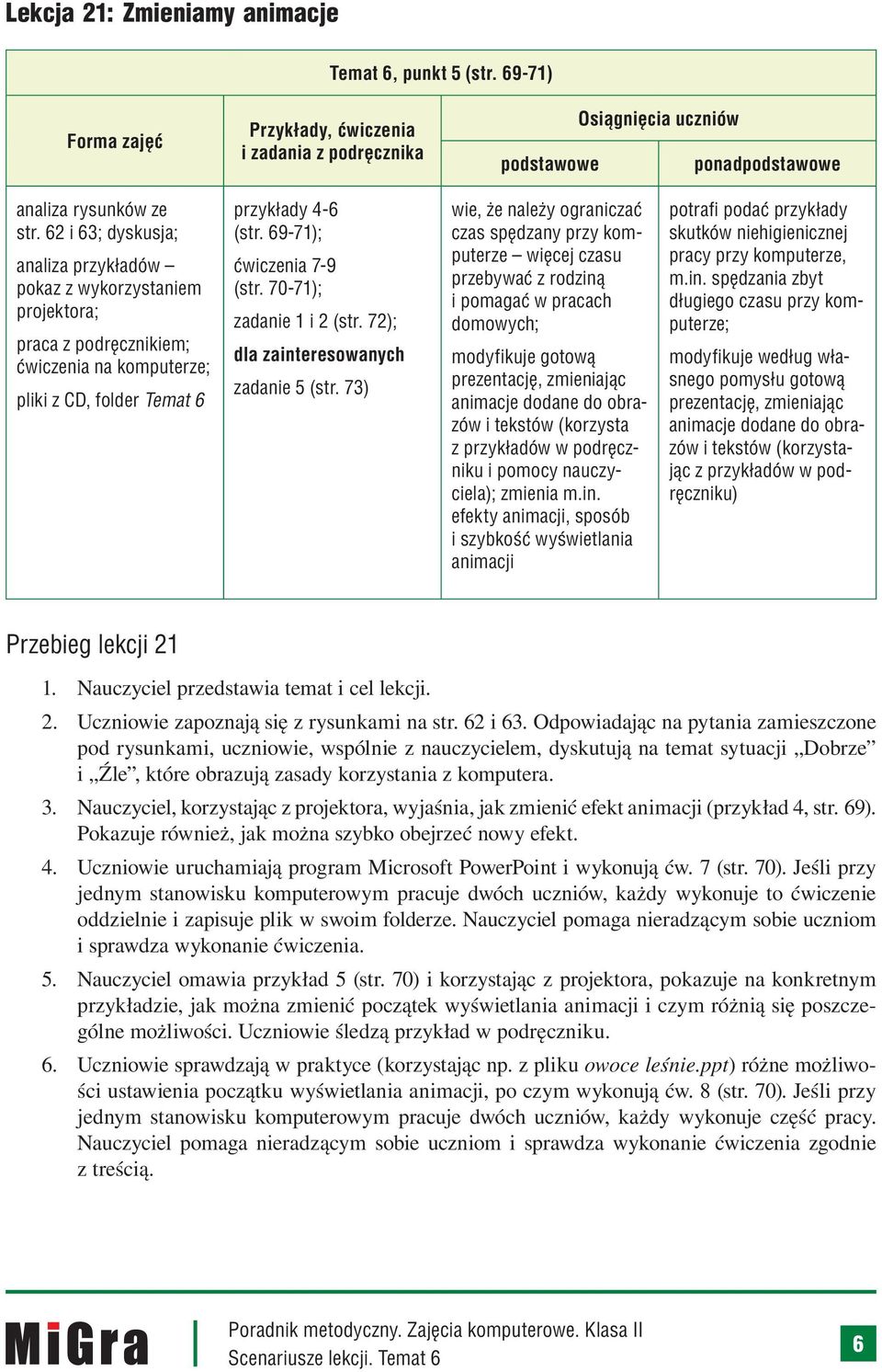 70-71); zadanie 1 i 2 (str. 72); dla zainteresowanych zadanie 5 (str.