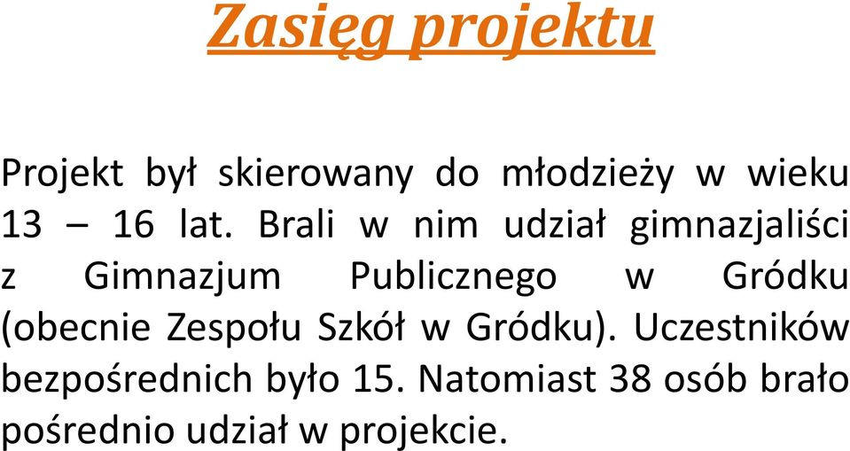 Brali w nim udział gimnazjaliści z Gimnazjum Publicznego w