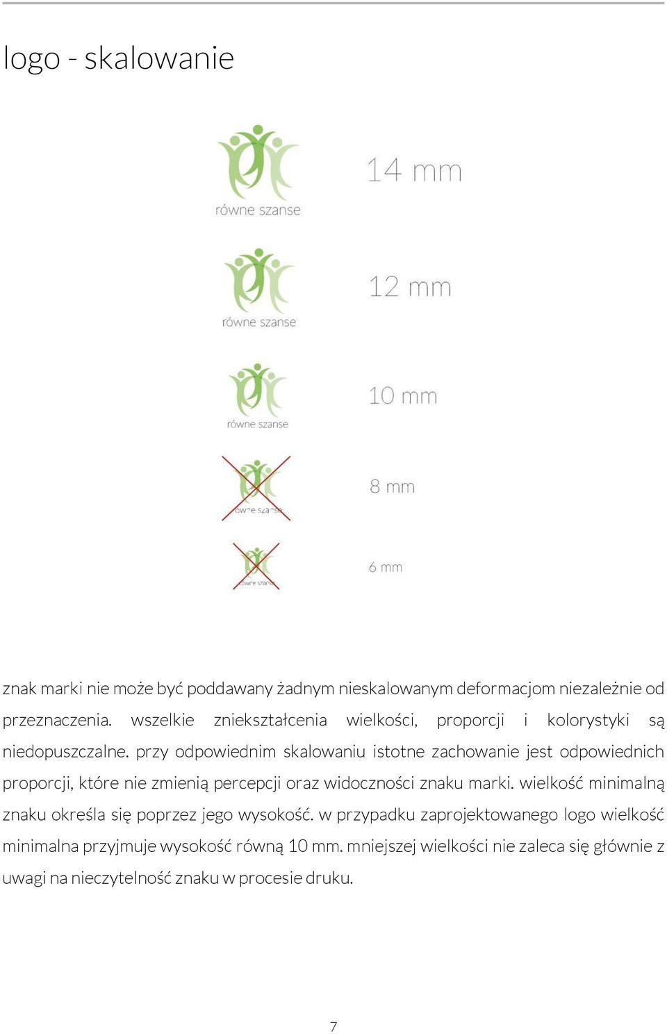 przy odpowiednim skalowaniu istotne zachowanie jest odpowiednich proporcji, które nie zmienią percepcji oraz widoczności znaku marki.