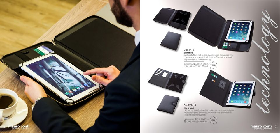 Etui na tablet Skórzane etui Mauro Conti na tablet, specjalny system mocujący elastycznie dopasowuje się do urządzeń różnych rozmiarów, 5