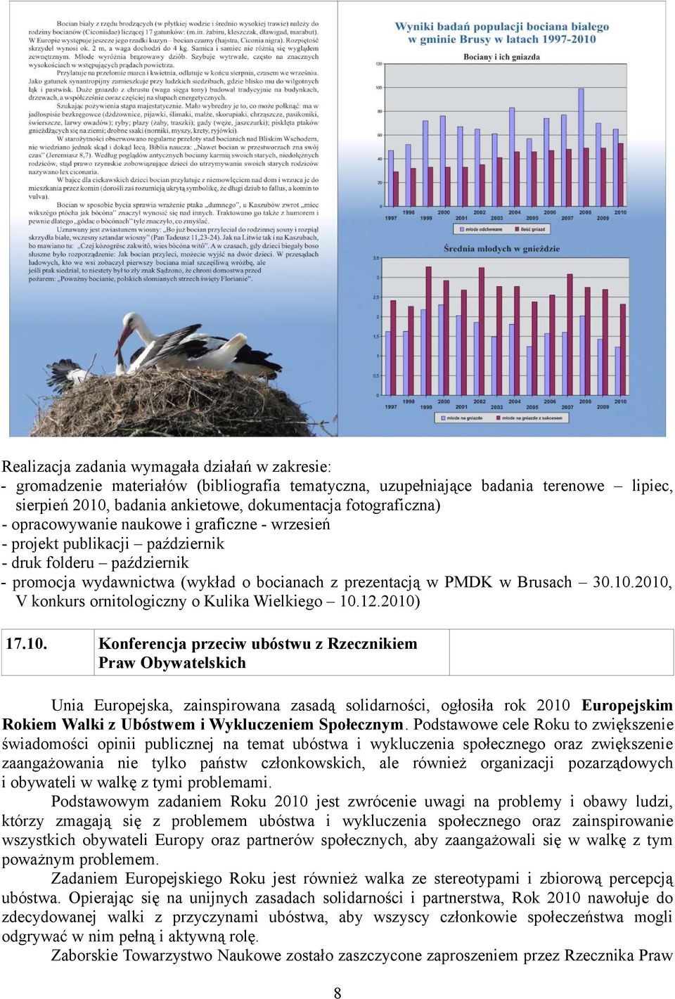 2010, V konkurs ornitologiczny o Kulika Wielkiego 10.12.2010) 17.10. Konferencja przeciw ubóstwu z Rzecznikiem Praw Obywatelskich Unia Europejska, zainspirowana zasadą solidarności, ogłosiła rok 2010 Europejskim Rokiem Walki z Ubóstwem i Wykluczeniem Społecznym.