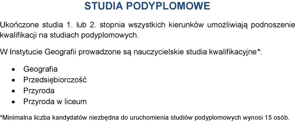 podyplomowych.