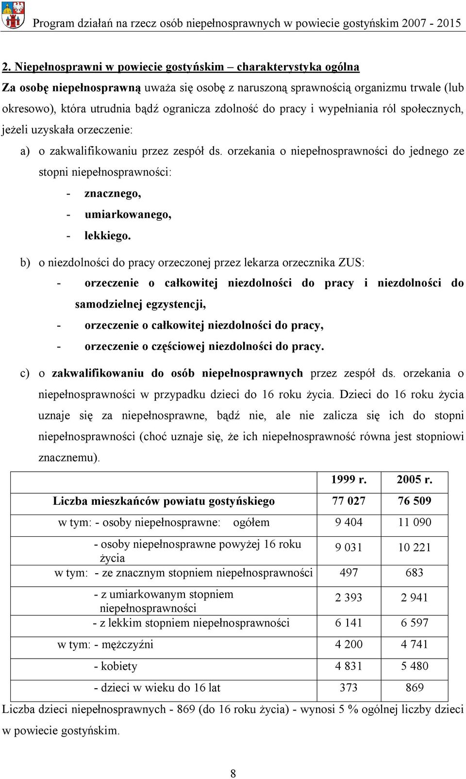 orzekania o niepełnosprawności do jednego ze stopni niepełnosprawności: - znacznego, - umiarkowanego, - lekkiego.