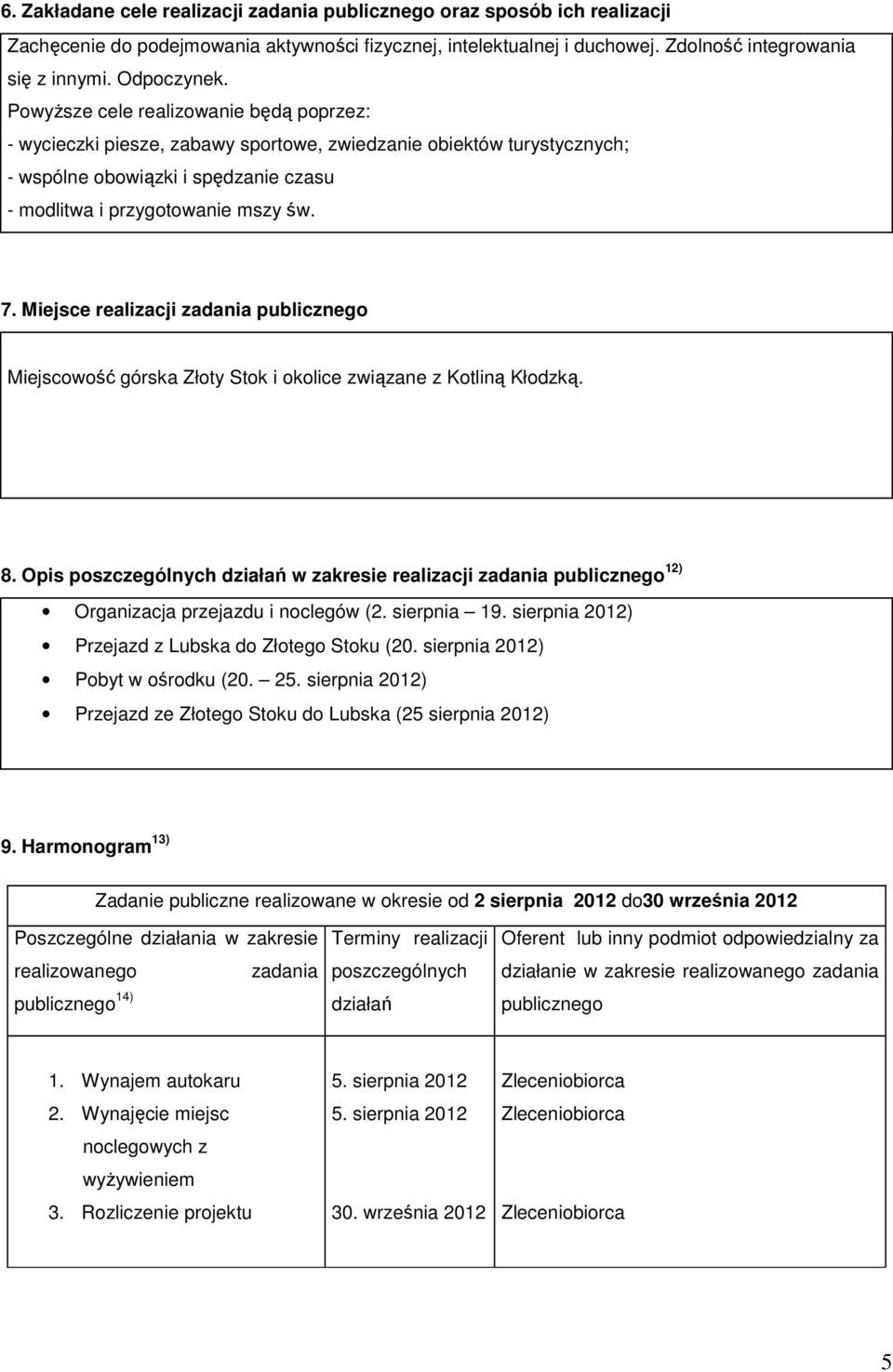 Miejsce realizacji zadania publicznego Miejscowość górska Złoty Stok i okolice związane z Kotliną Kłodzką. 8.