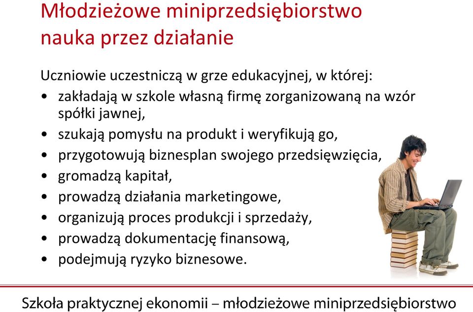 weryfikują go, przygotowują biznesplan swojego przedsięwzięcia, gromadzą kapitał, prowadzą działania