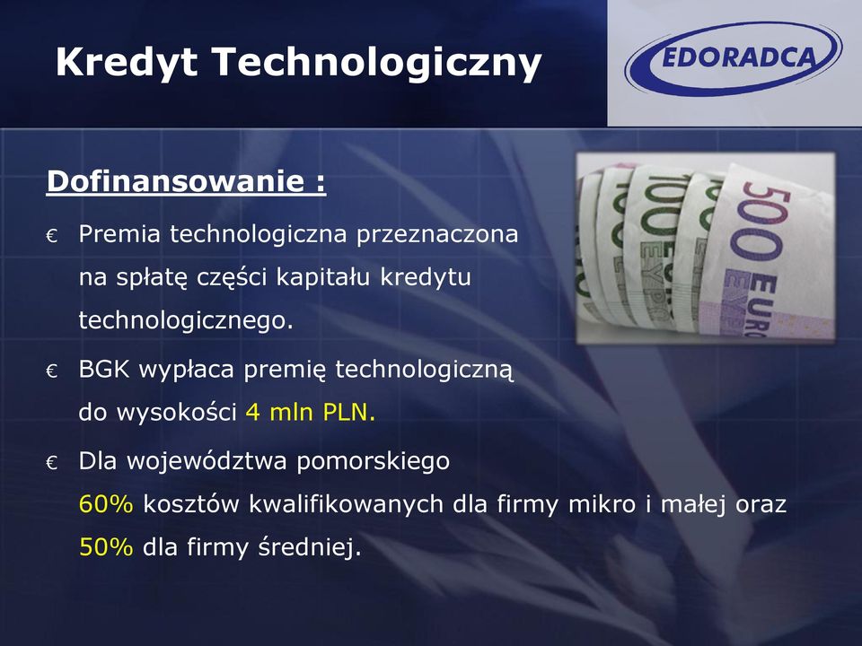 BGK wypłaca premię technologiczną do wysokości 4 mln PLN.