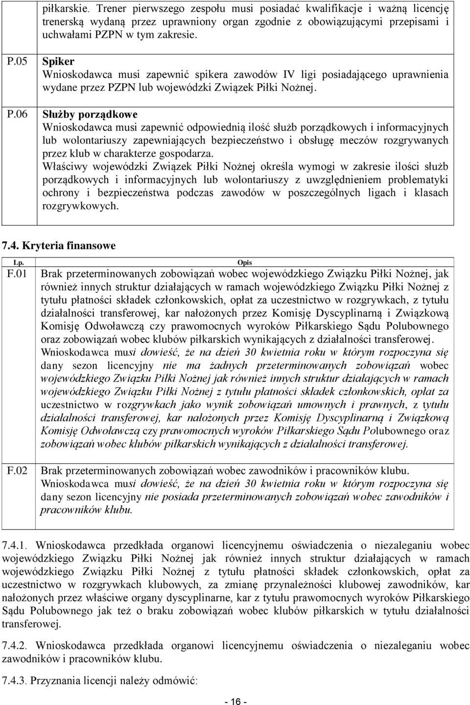 05 Spiker Wnioskodawca musi zapewnić spikera zawodów IV ligi posiadającego uprawnienia wydane przez PZ