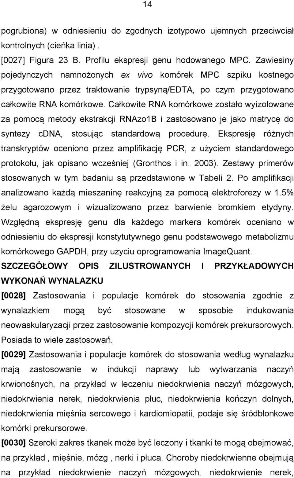 Całkowite RNA komórkowe zostało wyizolowane za pomocą metody ekstrakcji RNAzo1B i zastosowano je jako matrycę do syntezy cdna, stosując standardową procedurę.