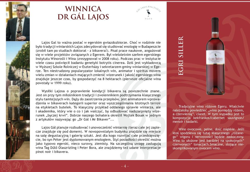 Pisał prace naukowe, angażował się w wiele projektów związanych z Egerem. Był wieloletnim szefem egerskiego Instytutu Winorośli i Wina (zrezygnował w 2008 roku).