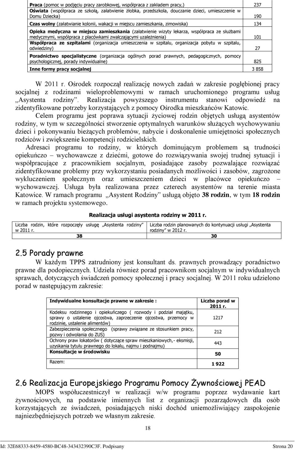 placówkami zwalczającymi uzależnienia) 101 Współpraca ze szpitalami (organizacja umieszczenia w szpitalu, organizacja pobytu w szpitalu, odwiedziny) 27 Poradnictwo specjalistyczne (organizacja