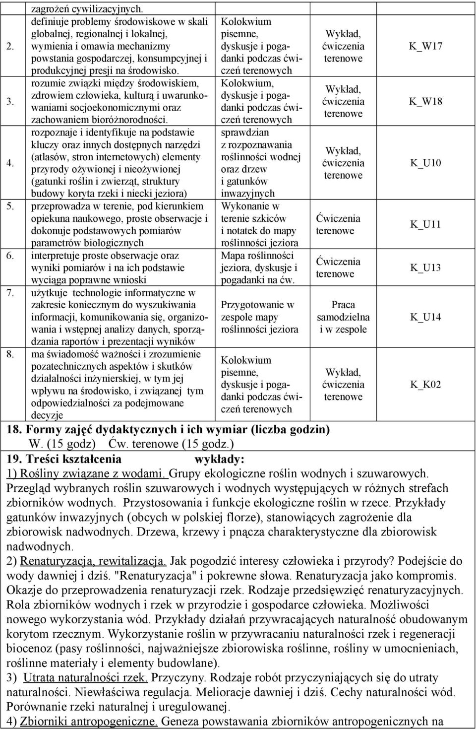 rozumie związki między środowiskiem, zdrowiem człowieka, kulturą i uwarunkowaniami socjoekonomicznymi oraz 3. zachowaniem bioróżnorodności.