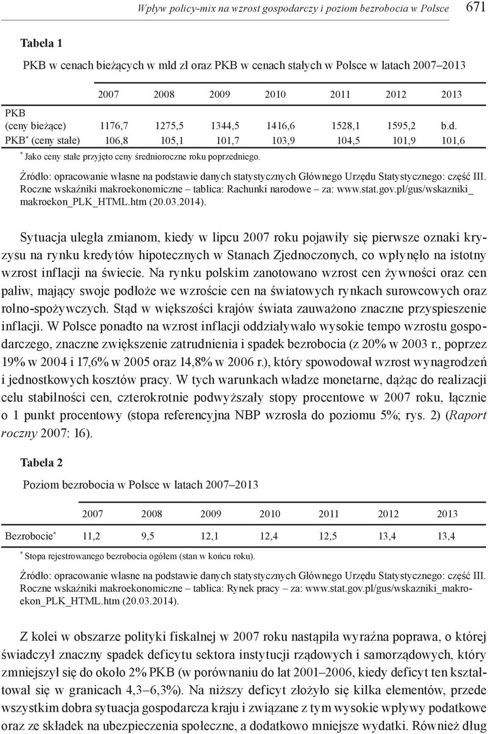 Źródło: opracowanie własne na podstawie danych statystycznych Głównego Urzędu Statystycznego: część III. Roczne wskaźniki makroekonomiczne tablica: Rachunki narodowe za: www.stat.gov.