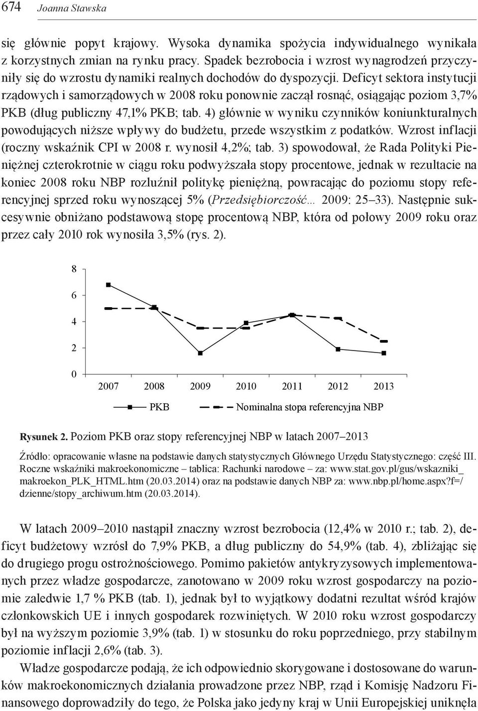 Deficyt sektora instytucji rządowych i samorządowych w 2008 roku ponownie zaczął rosnąć, osiągając poziom 3,7% PKB (dług publiczny 47,1% PKB; tab.