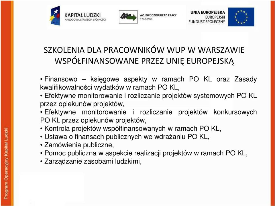 monitorowanie i rozliczanie projektów konkursowych PO KL przez opiekunów projektów, Kontrola projektów współfinansowanych w ramach PO KL, Ustawa o