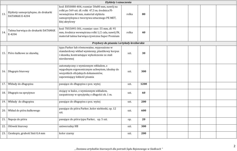 Taśma barwiąca do drukarki DATAMAX E-4204 kod: T055095-301, rozmiar: szer. 55 mm, dł. 95 mm, średnica wewnętrzna rolki 1/2 cala, nawój IN, materiał taśma barwiąca żywiczna Super Premium rolka 40 15.