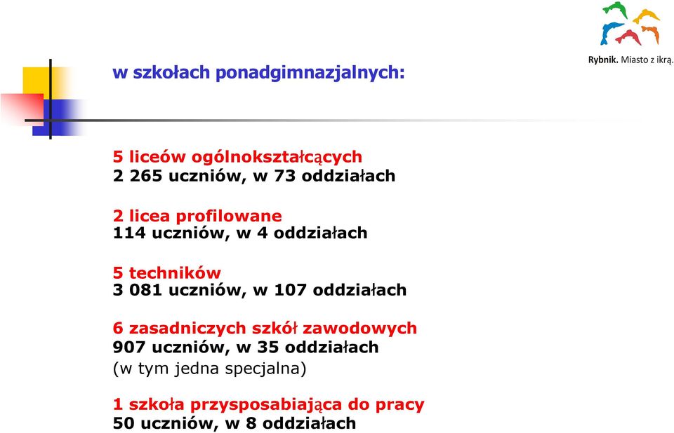 uczniów, w 107 oddziałach 6 zasadniczych szkół zawodowych 907 uczniów, w 35