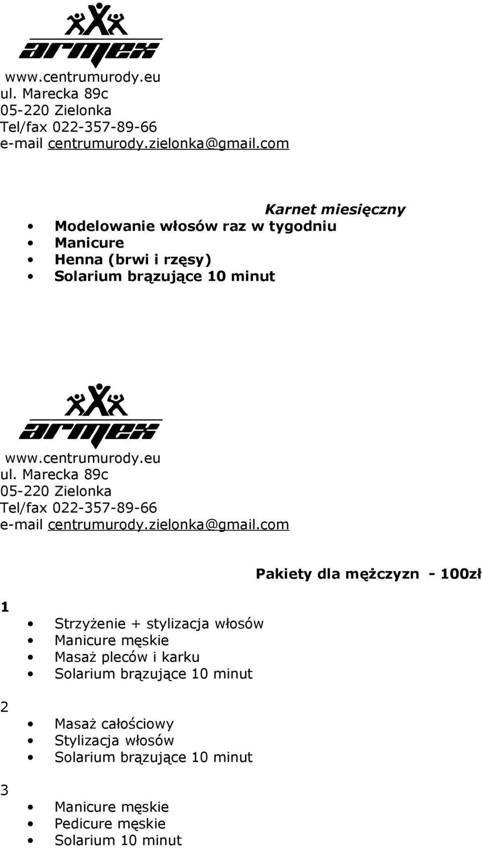 stylizacja włosów Manicure męskie Masaż pleców i karku Masaż