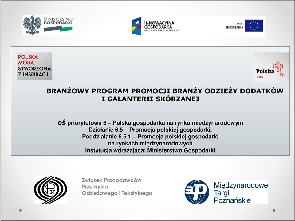 5 Promocja polskiej gospodarki, Poddziałanie anie 6.5.1 Promocja polskiej gospodarki na