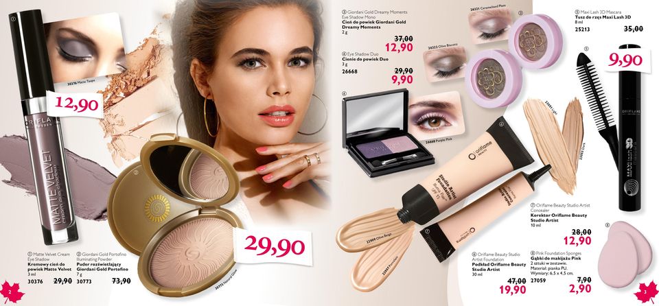 w lg 30376 Giordni Gold Portofino Illuminting Powder Puder rozświetljący Giordni Gold Portofino 7g r Mtte Velvet Crem Eye Shdow Kremowy cień do powiek Mtte Velvet 3 ml Oriflme Beuty Studio Artist
