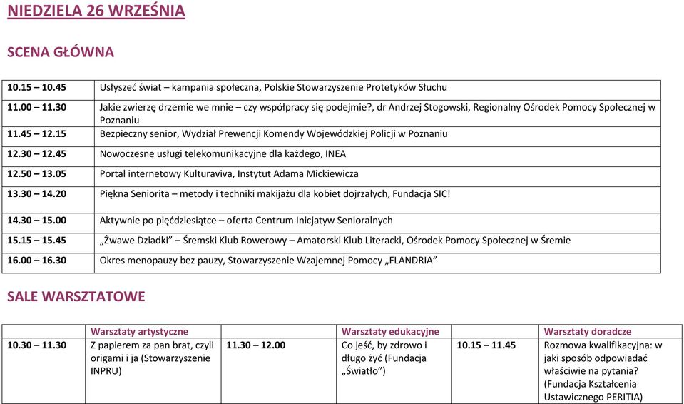45 Nowoczesne usługi telekomunikacyjne dla każdego, INEA 12.50 13.05 Portal internetowy Kulturaviva, Instytut Adama Mickiewicza 13.30 14.