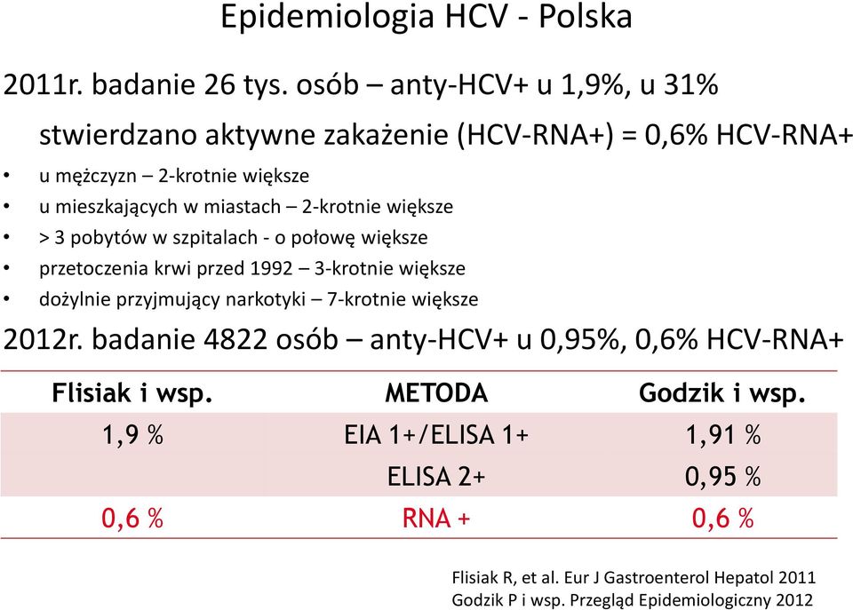 większe > 3 pobytów w szpitalach o połowę większe przetoczenia krwi przed 1992 3krotnie większe dożylnie przyjmujący narkotyki 7krotnie większe